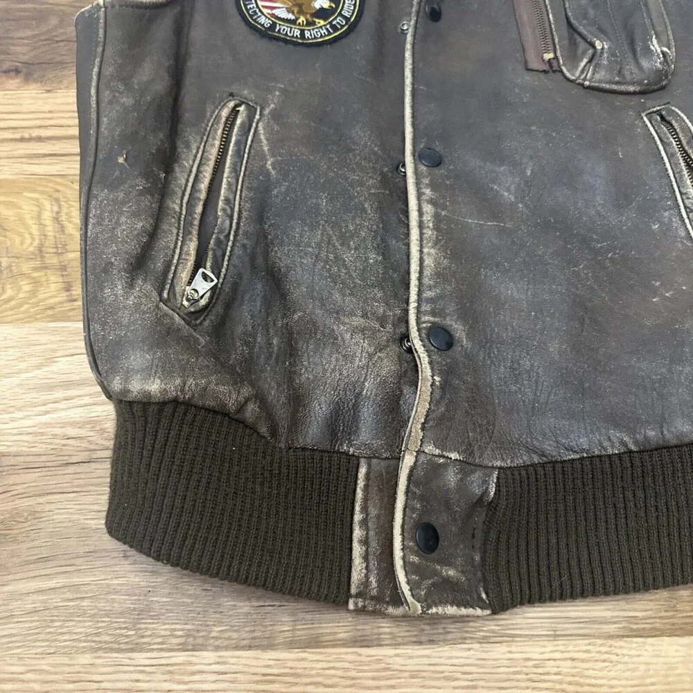 Avirex Authentic Leather Aviation Vest Vintage AMA